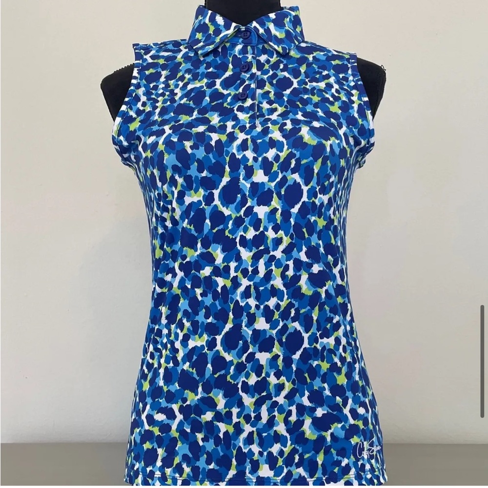 CS Ladies Sleeveless Leopard Print Polo